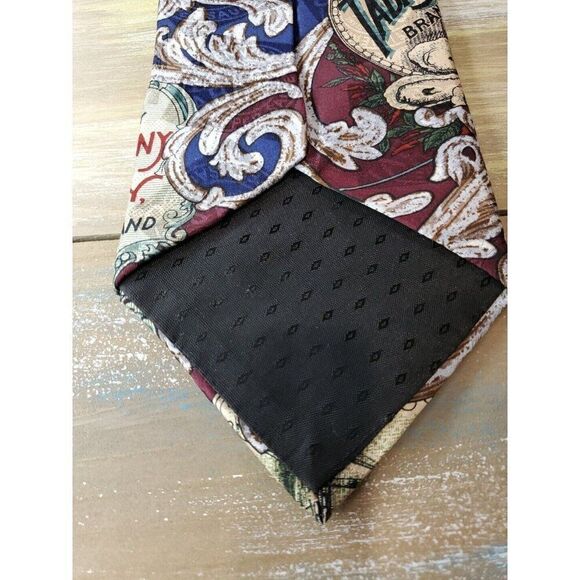 Tabasco Silk Wine OYSTERS Avery Island Paisley Fun Tie 57" Statement Staple 324 - Picture 5 of 8